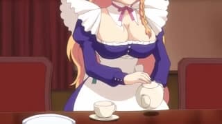 Эту молоденькую официантку-хорошенько трахают в этом хентай-видео!