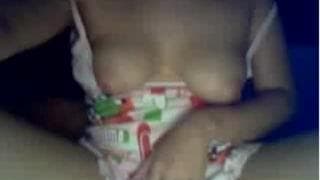 Она ласкает своё тело перед нами в одиночку